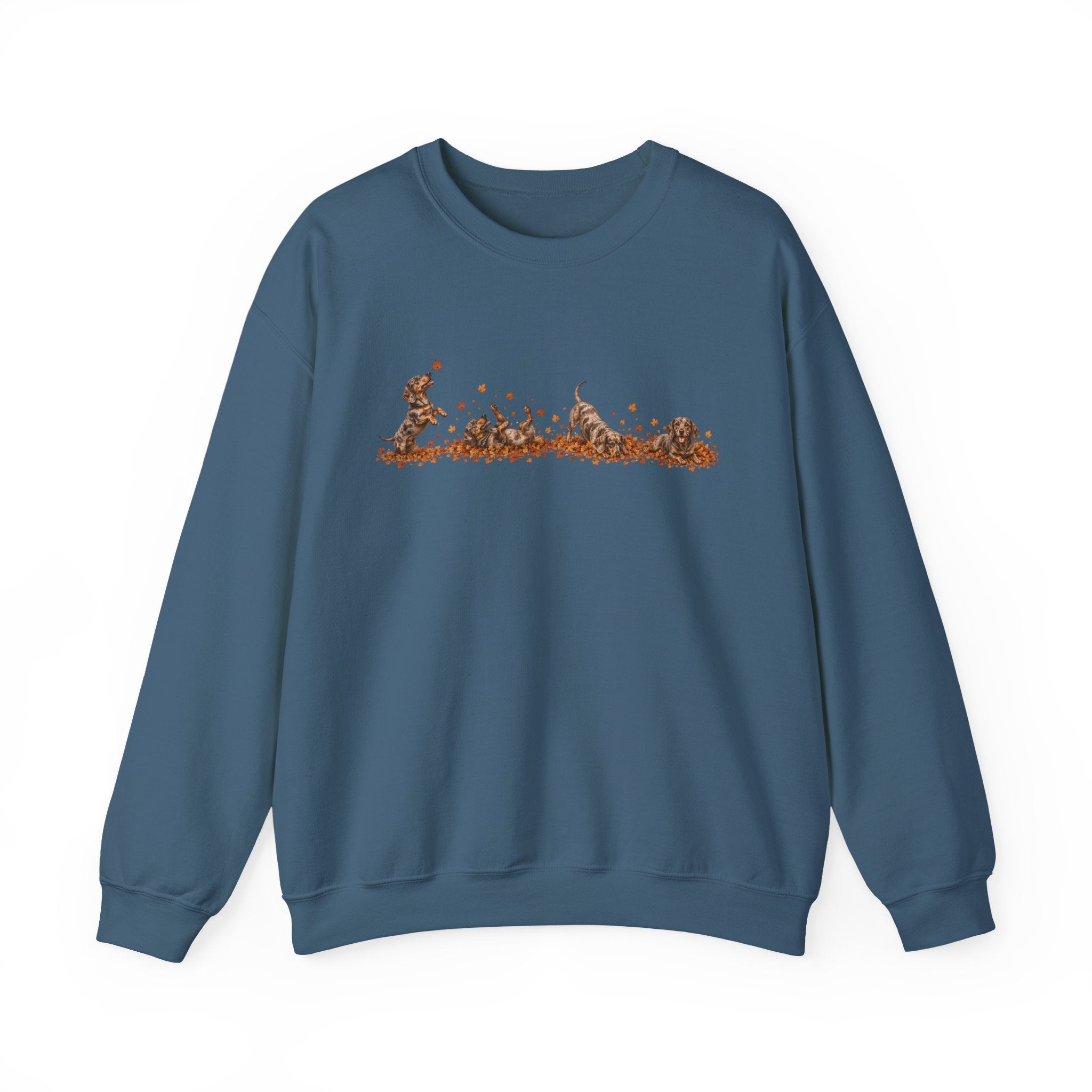 Dachshund Playing in Leaves Fall Sweatshirt