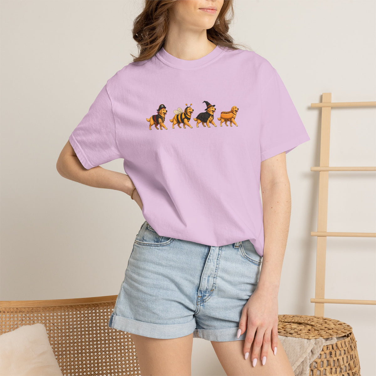 Golden Retriever Halloween Costume Comfort Colors Tee