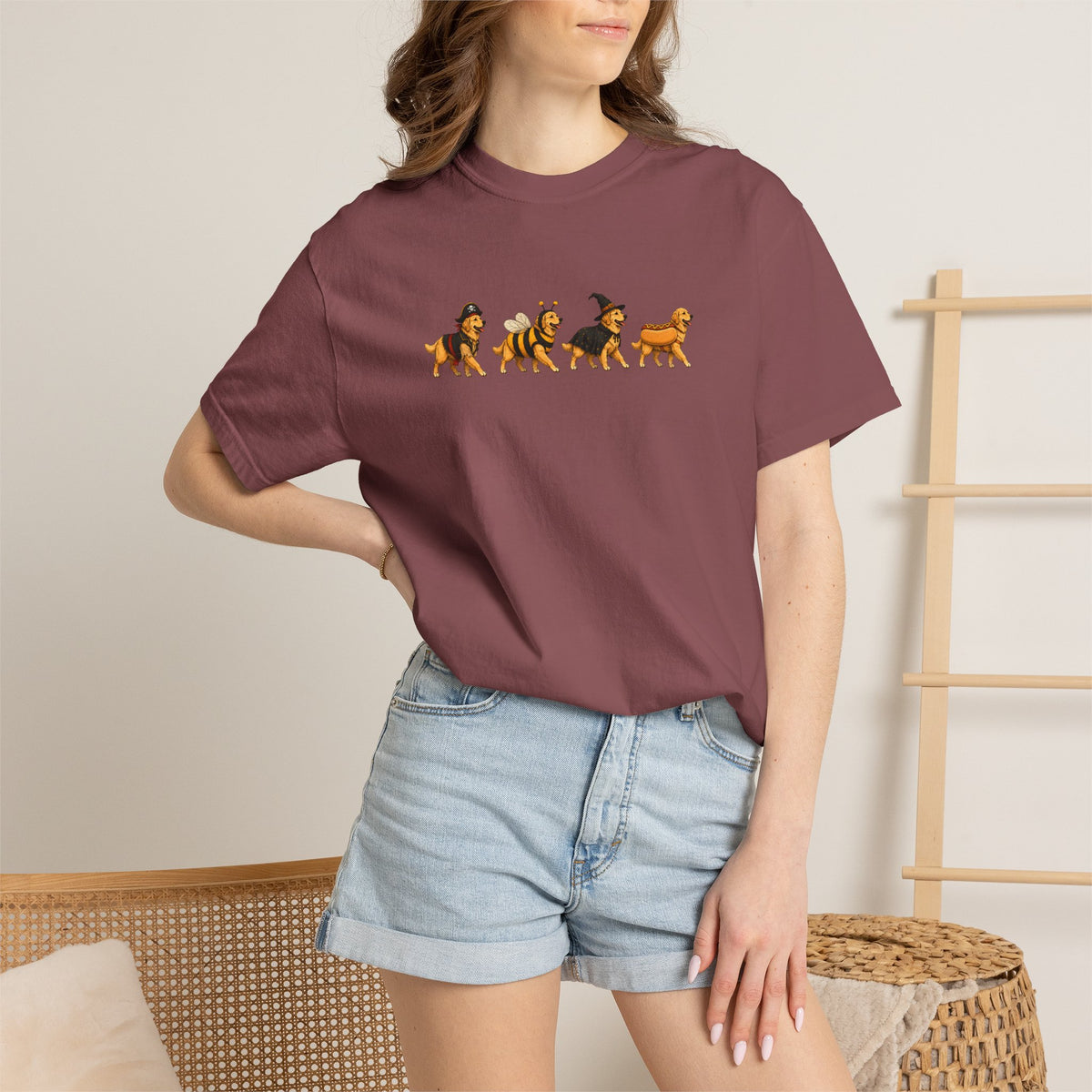 Golden Retriever Halloween Costume Comfort Colors Tee