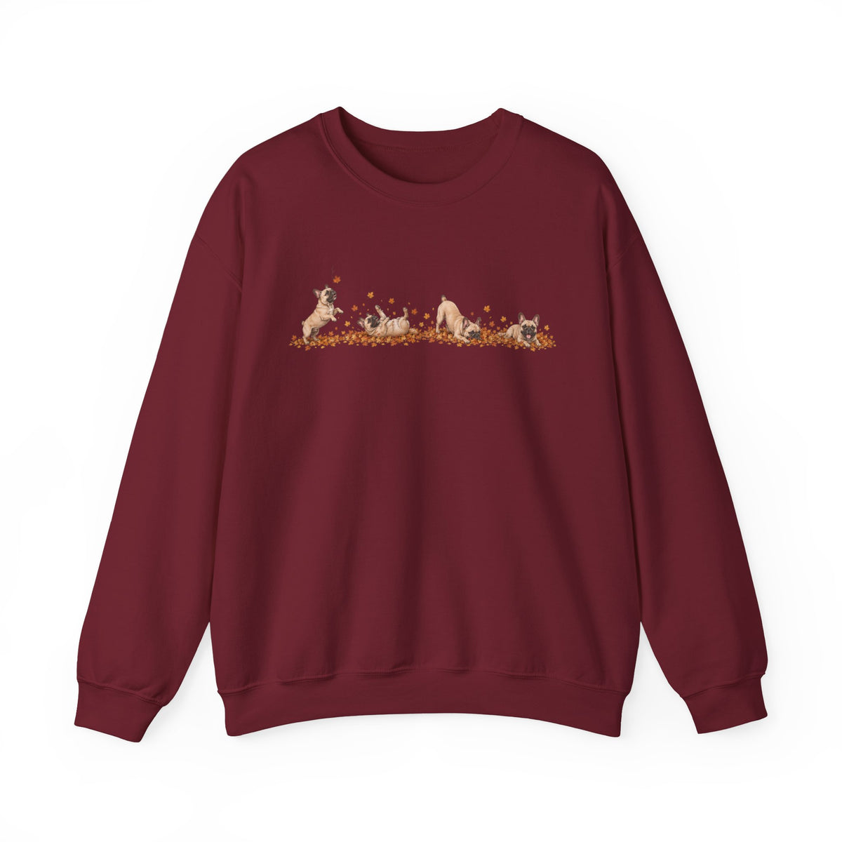 French Bulldog Playing in Leaves Fall Sweatshirt
