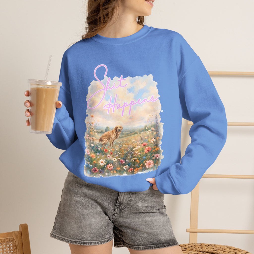 Shit Happens Golden Retriever Crewneck Sweatshirt