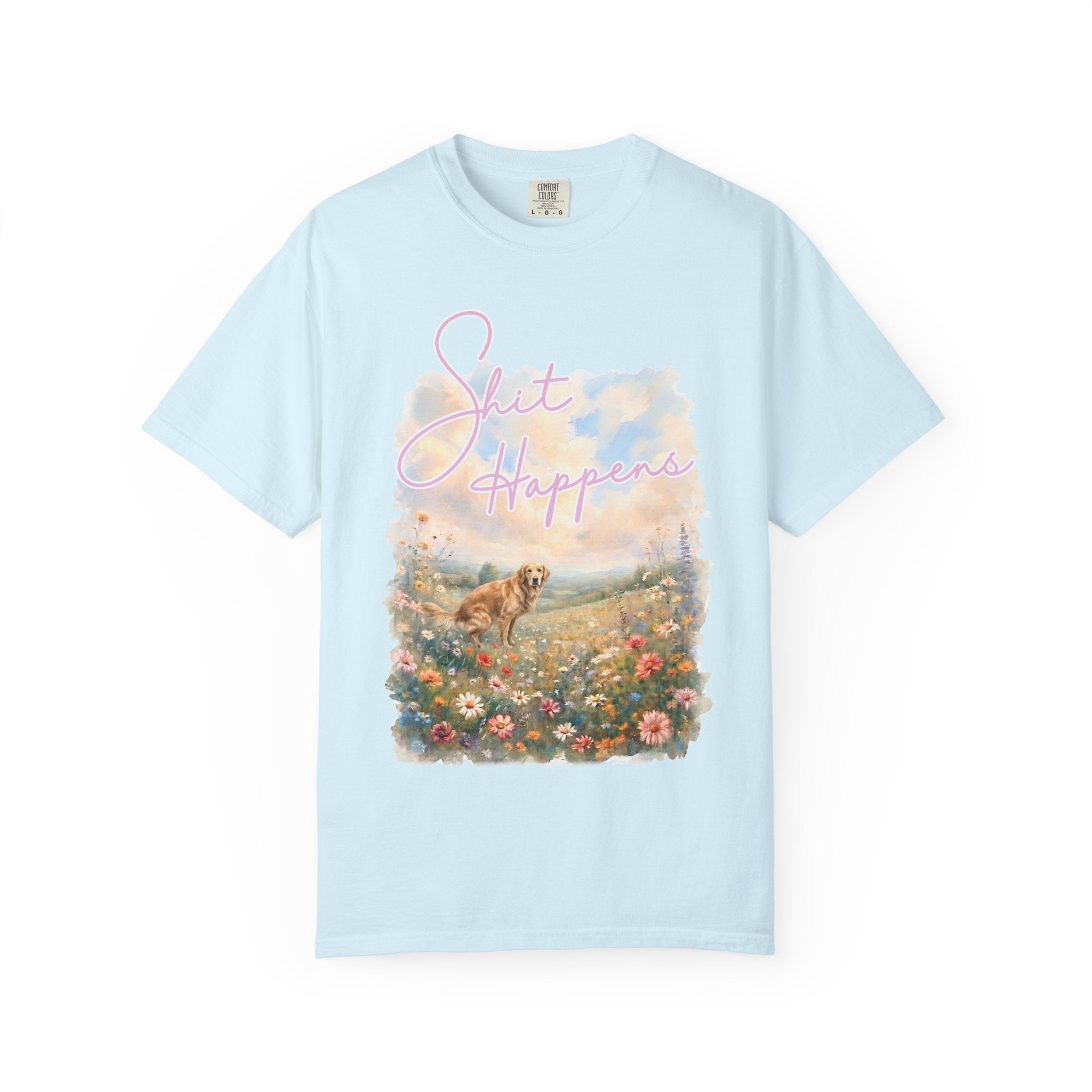 Shit Happens Golden Retriever Comfort Colors T-Shirt