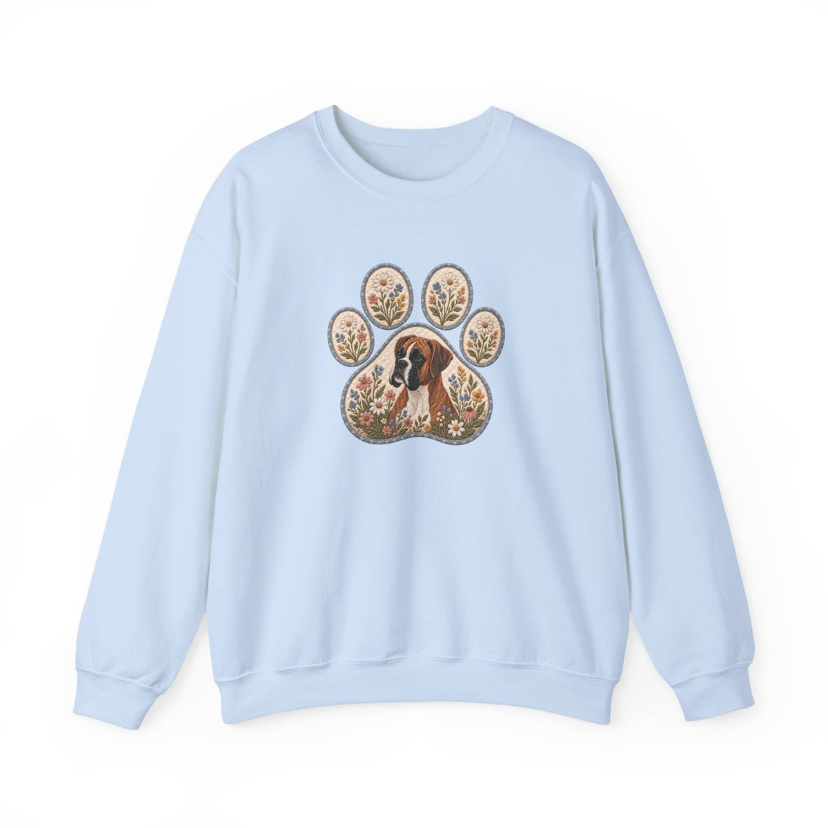 Boxer Dog Floral Paw Print Sweatshirt