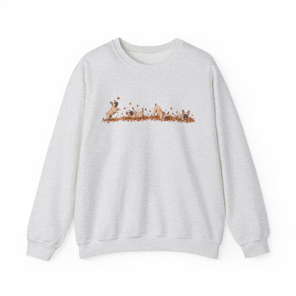 French Bulldog Playing in Leaves Fall Sweatshirt