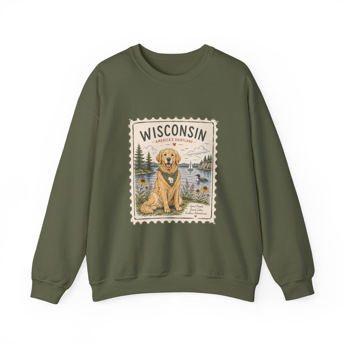 Wisconsin Golden Retriever Stamp Sweatshirt | Dog Mom Crewneck