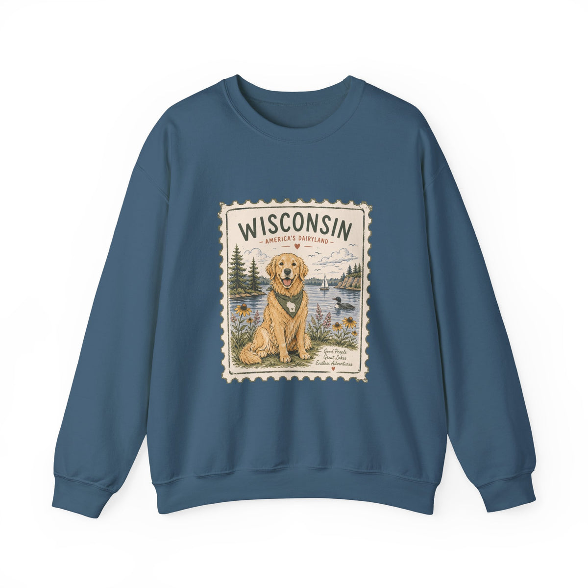 Wisconsin Golden Retriever Stamp Sweatshirt | Dog Mom Crewneck