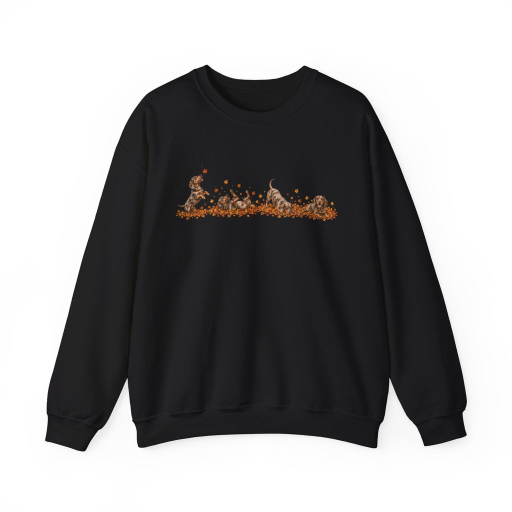 Dachshund Playing in Leaves Fall Sweatshirt