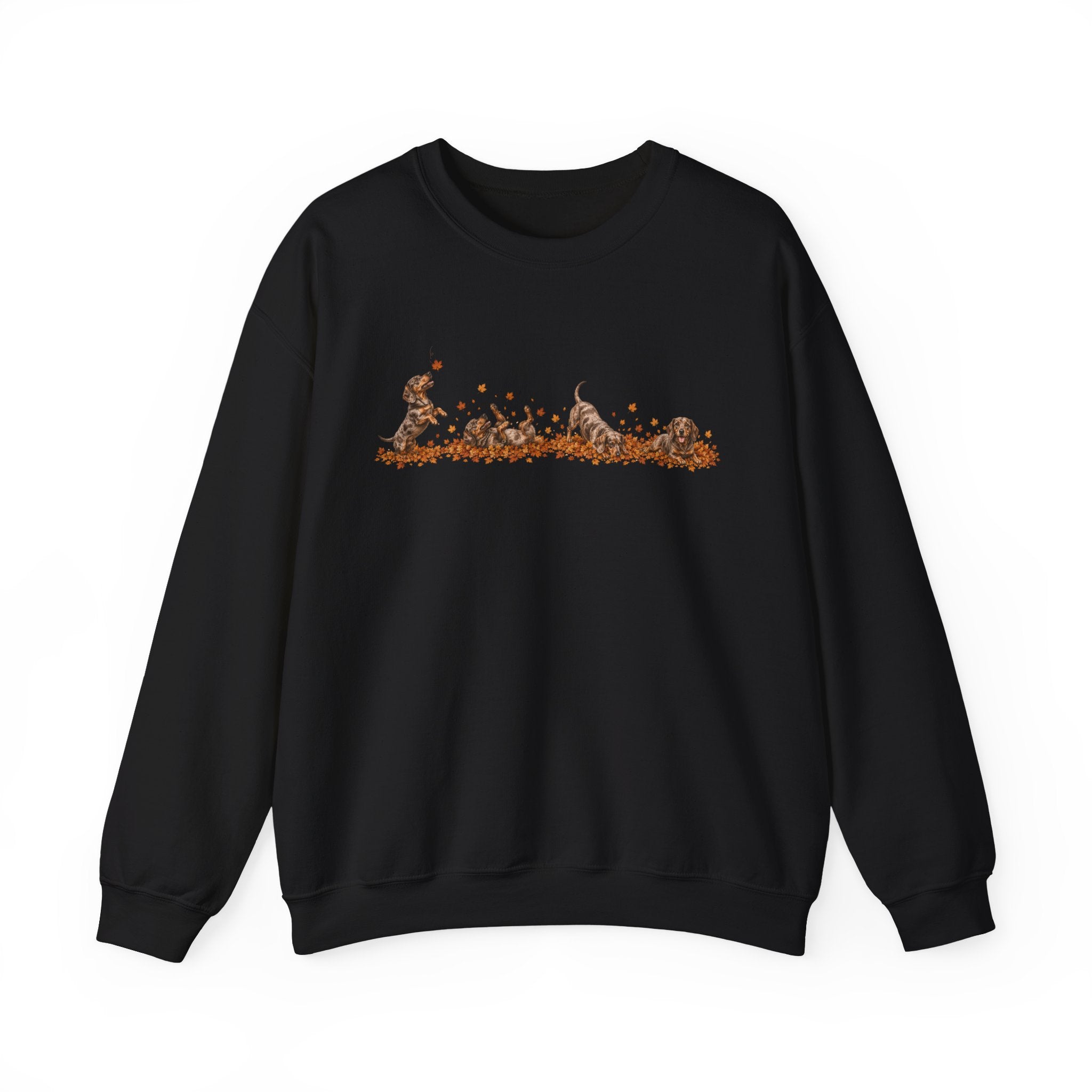 Dachshund Playing in Leaves Fall Sweatshirt
