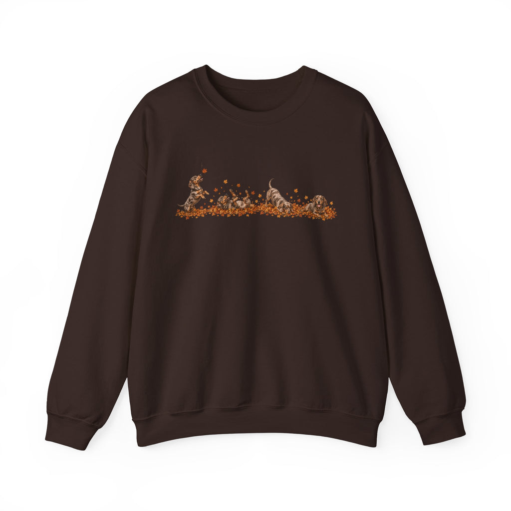 Dachshund Playing in Leaves Fall Sweatshirt