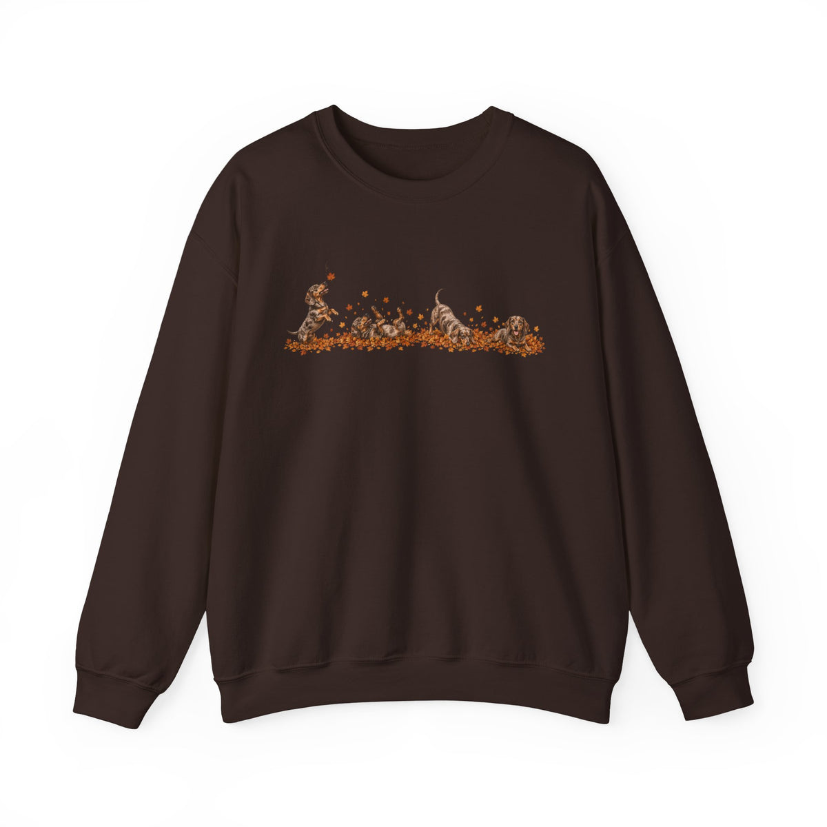 Dachshund Playing in Leaves Fall Sweatshirt