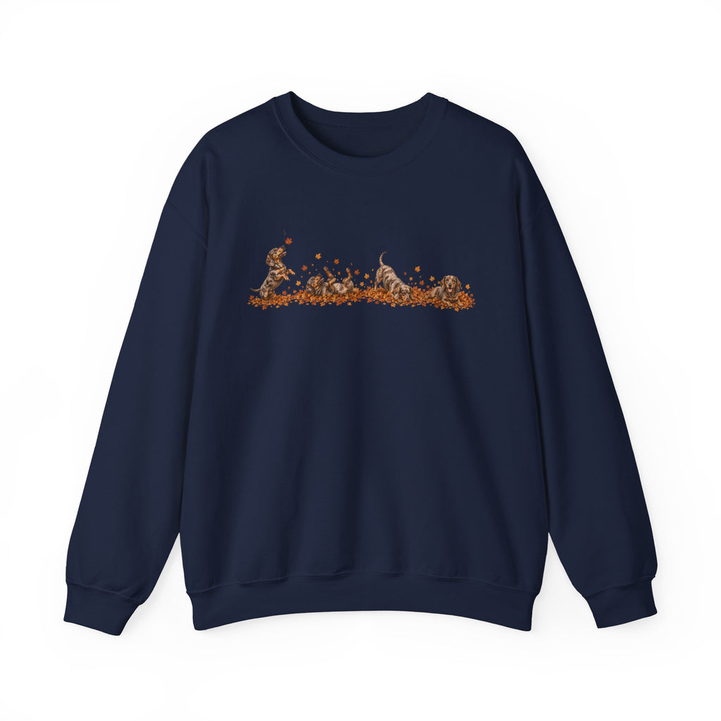 Dachshund Playing in Leaves Fall Sweatshirt
