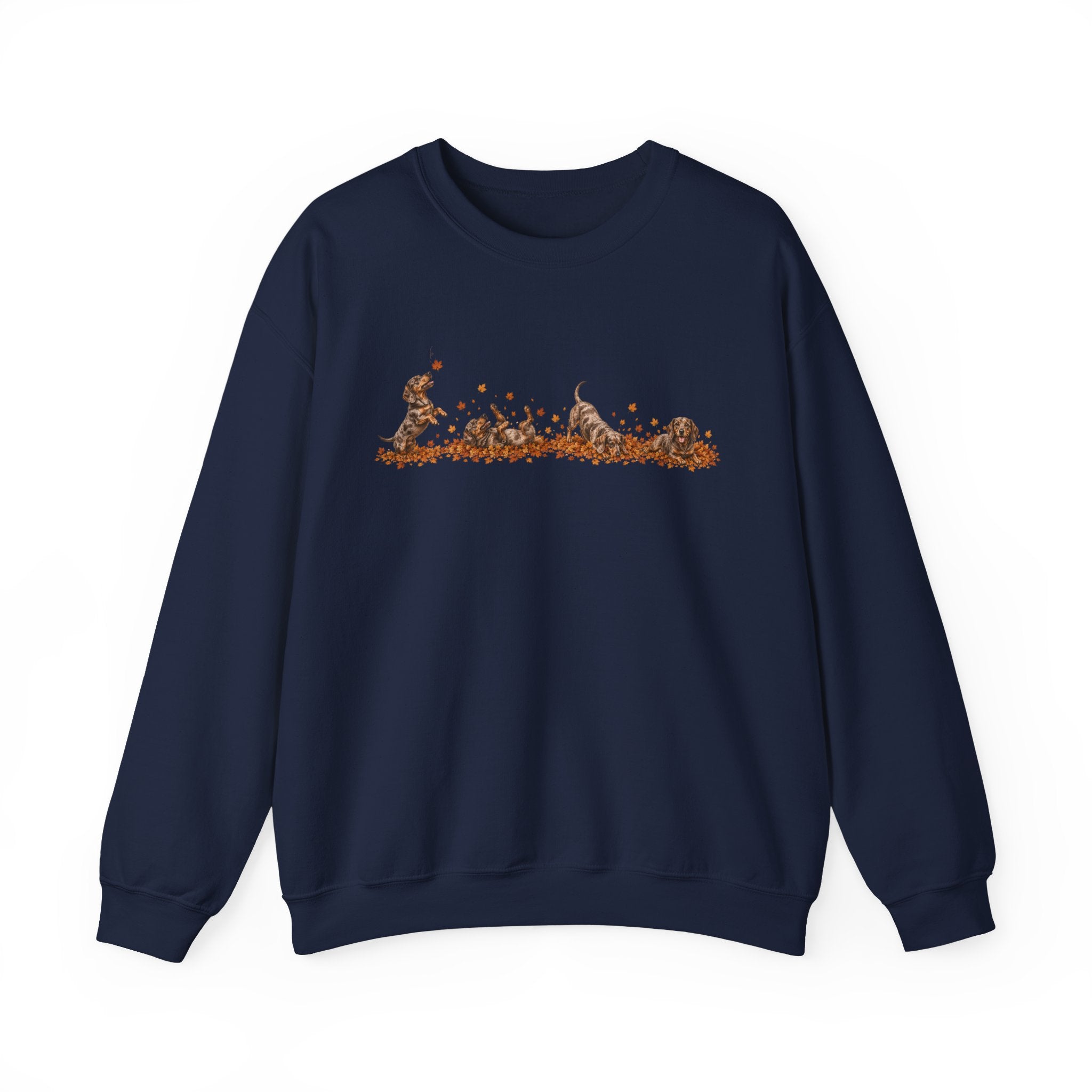 Dachshund Playing in Leaves Fall Sweatshirt