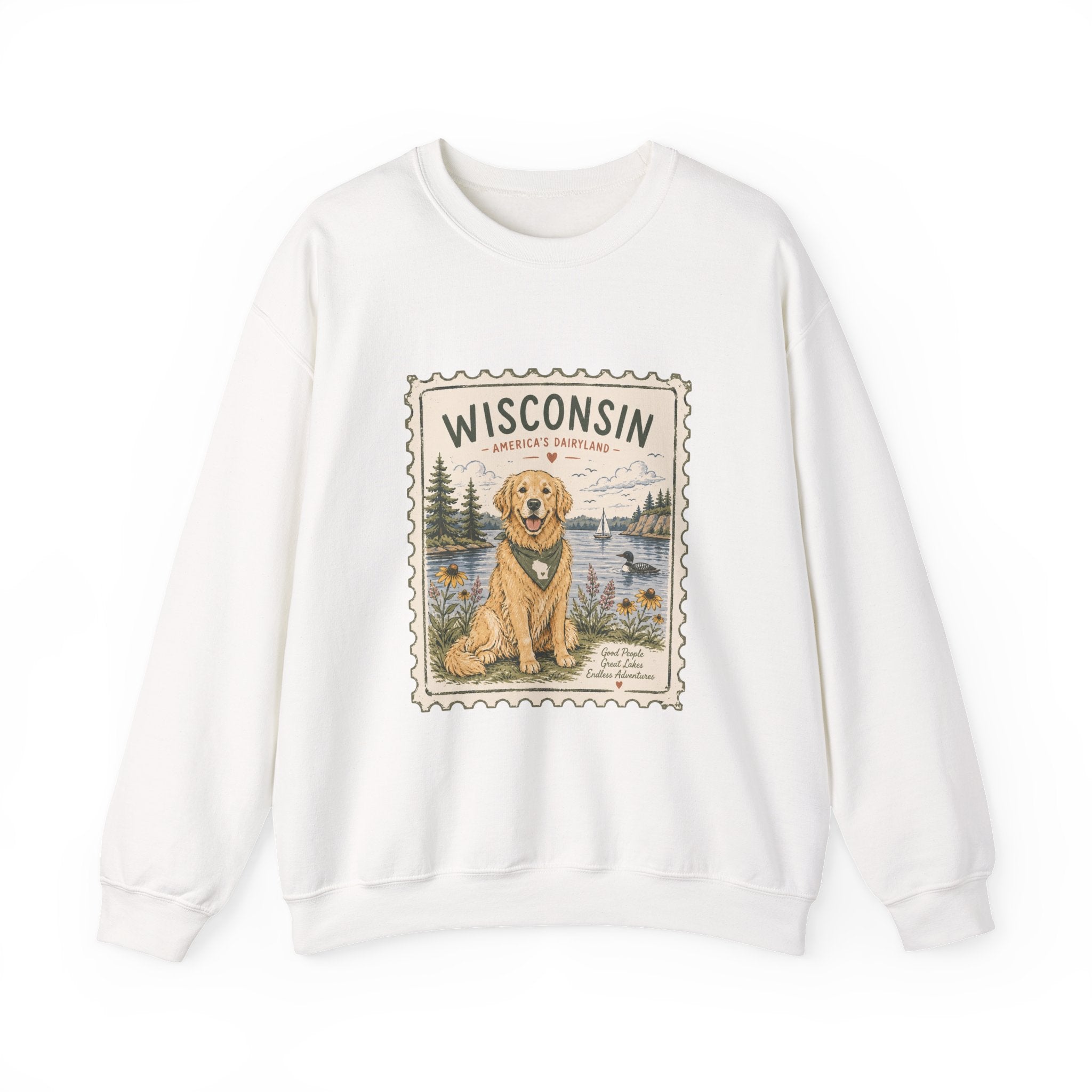 Wisconsin Golden Retriever Stamp Sweatshirt | Dog Mom Crewneck