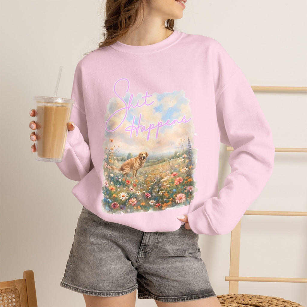 Shit Happens Golden Retriever Crewneck Sweatshirt