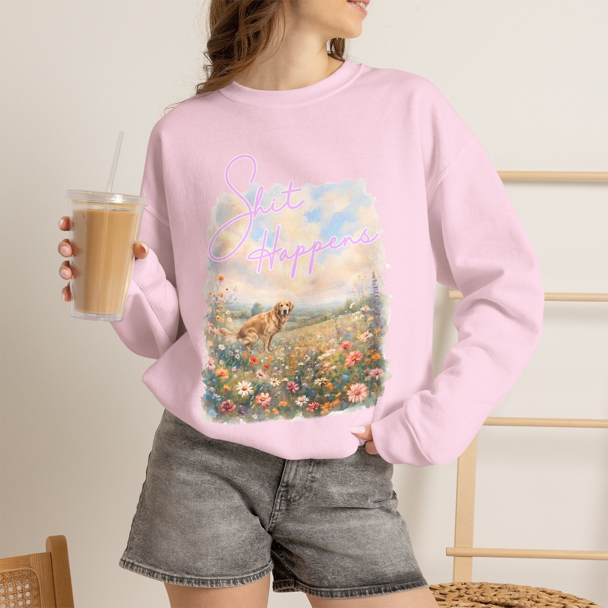 Shit Happens Golden Retriever Crewneck Sweatshirt