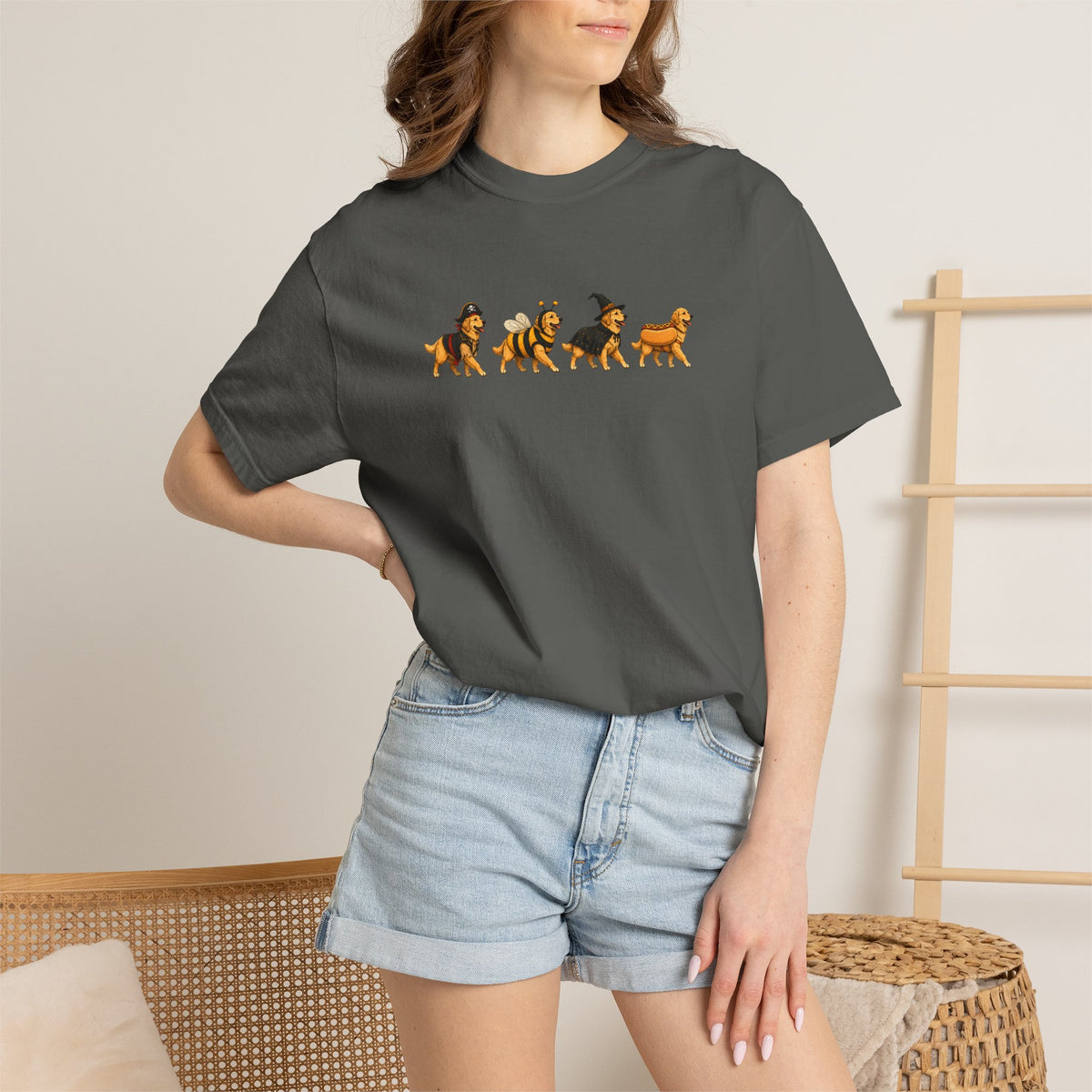 Golden Retriever Halloween Costume Comfort Colors Tee