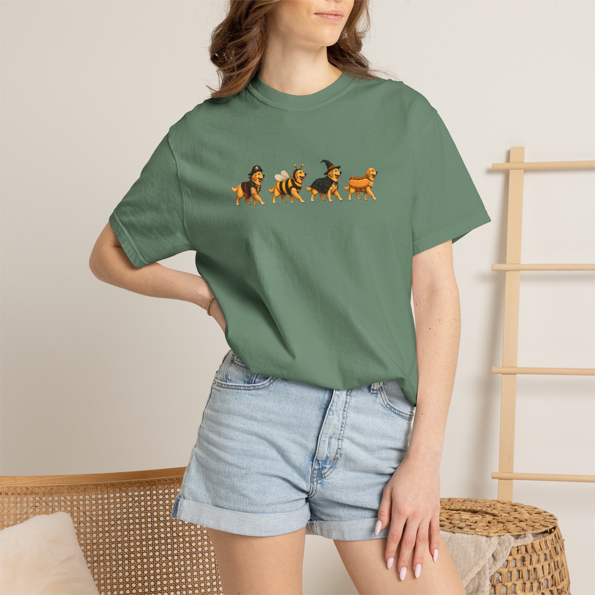 Golden Retriever Halloween Costume Comfort Colors Tee