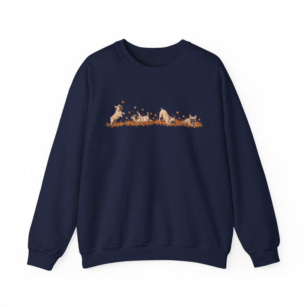 French Bulldog Playing in Leaves Fall Sweatshirt