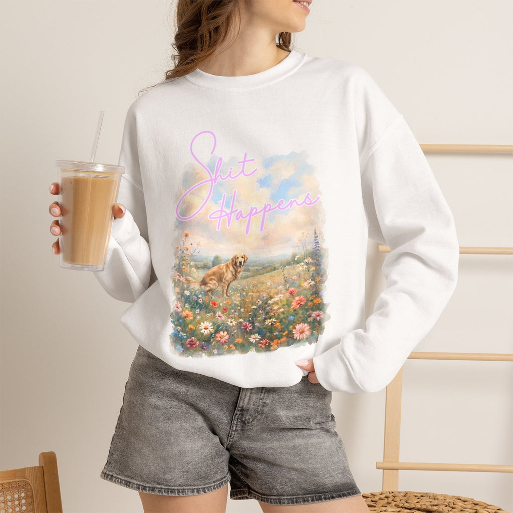 Shit Happens Golden Retriever Crewneck Sweatshirt