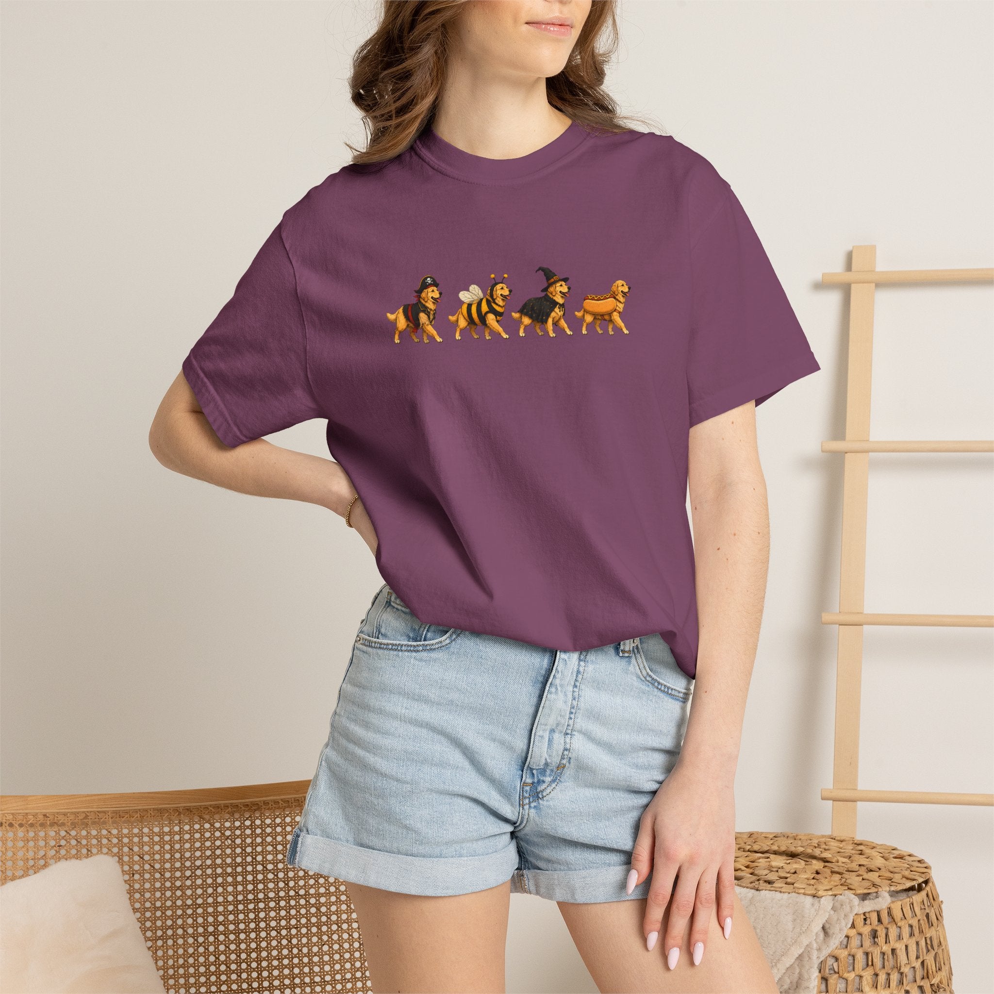 Golden Retriever Halloween Costume Comfort Colors Tee