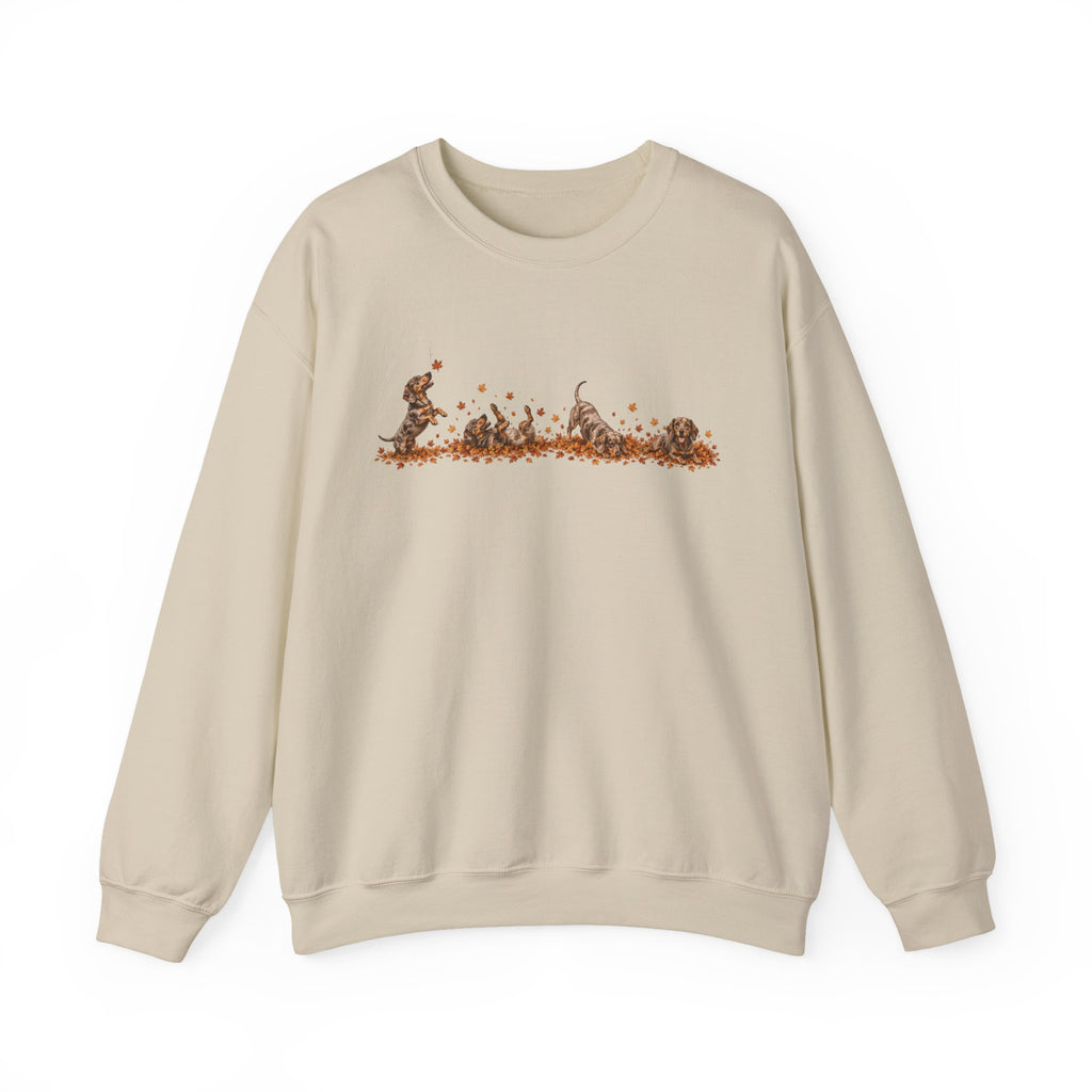 Dachshund Playing in Leaves Fall Sweatshirt