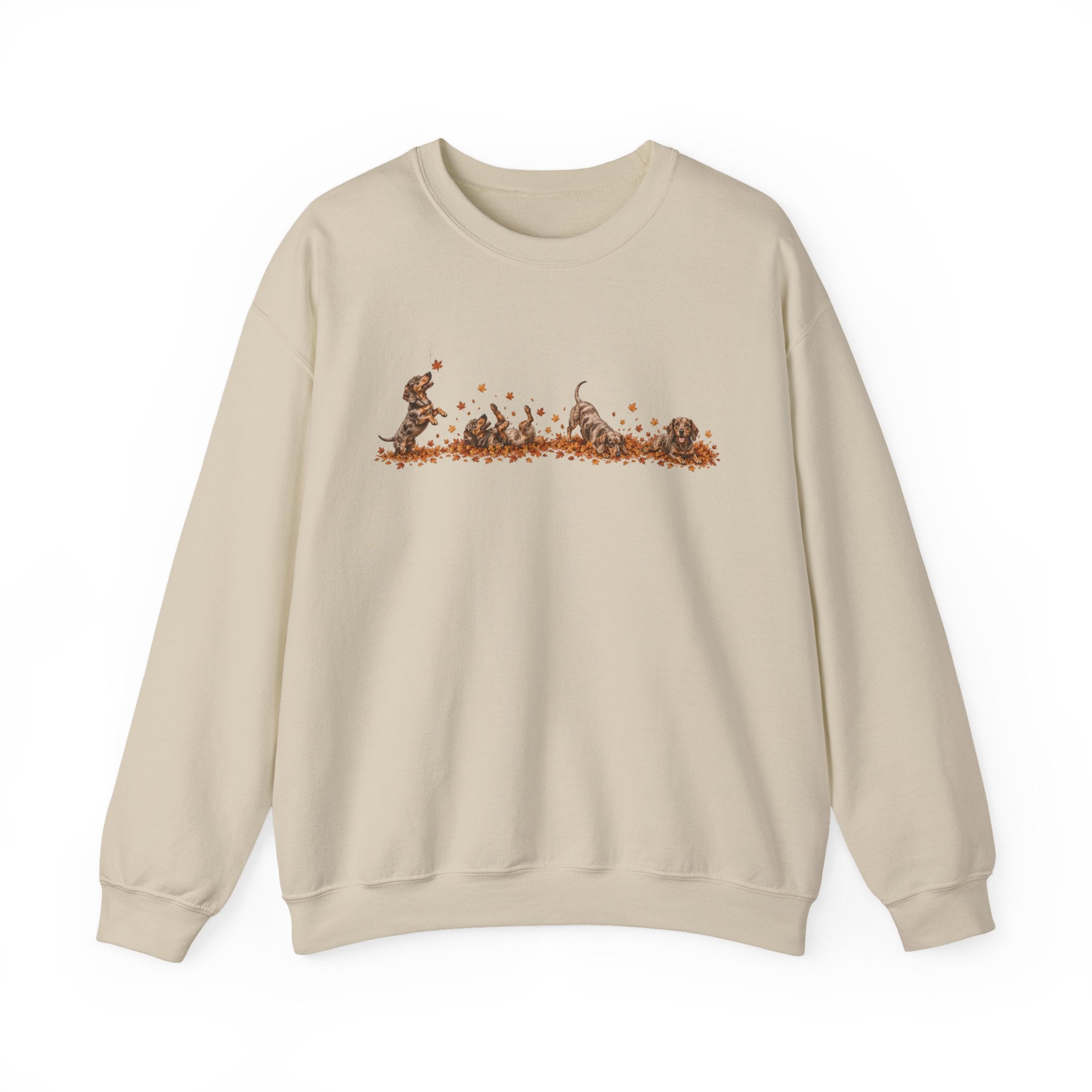 Dachshund Playing in Leaves Fall Sweatshirt