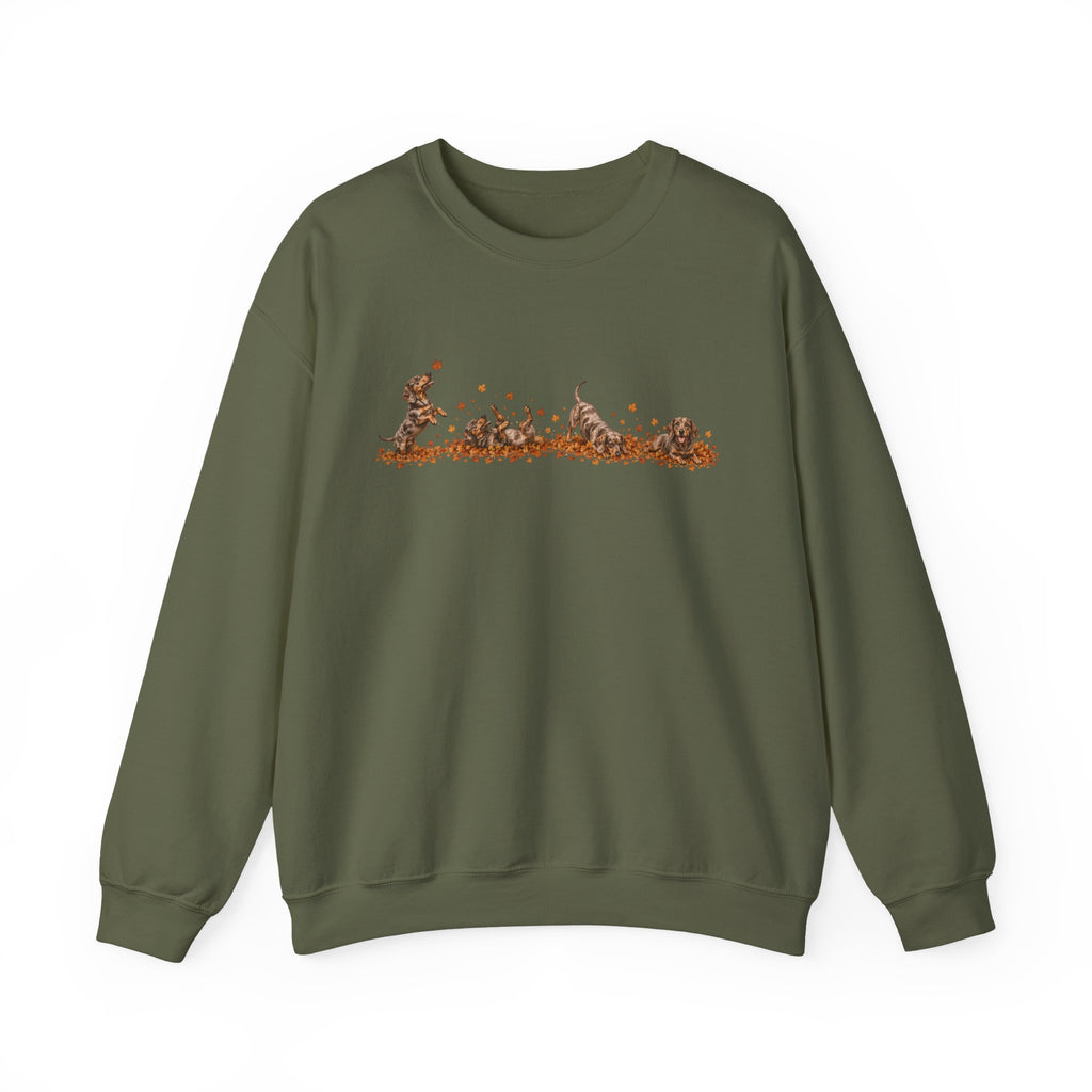 Dachshund Playing in Leaves Fall Sweatshirt