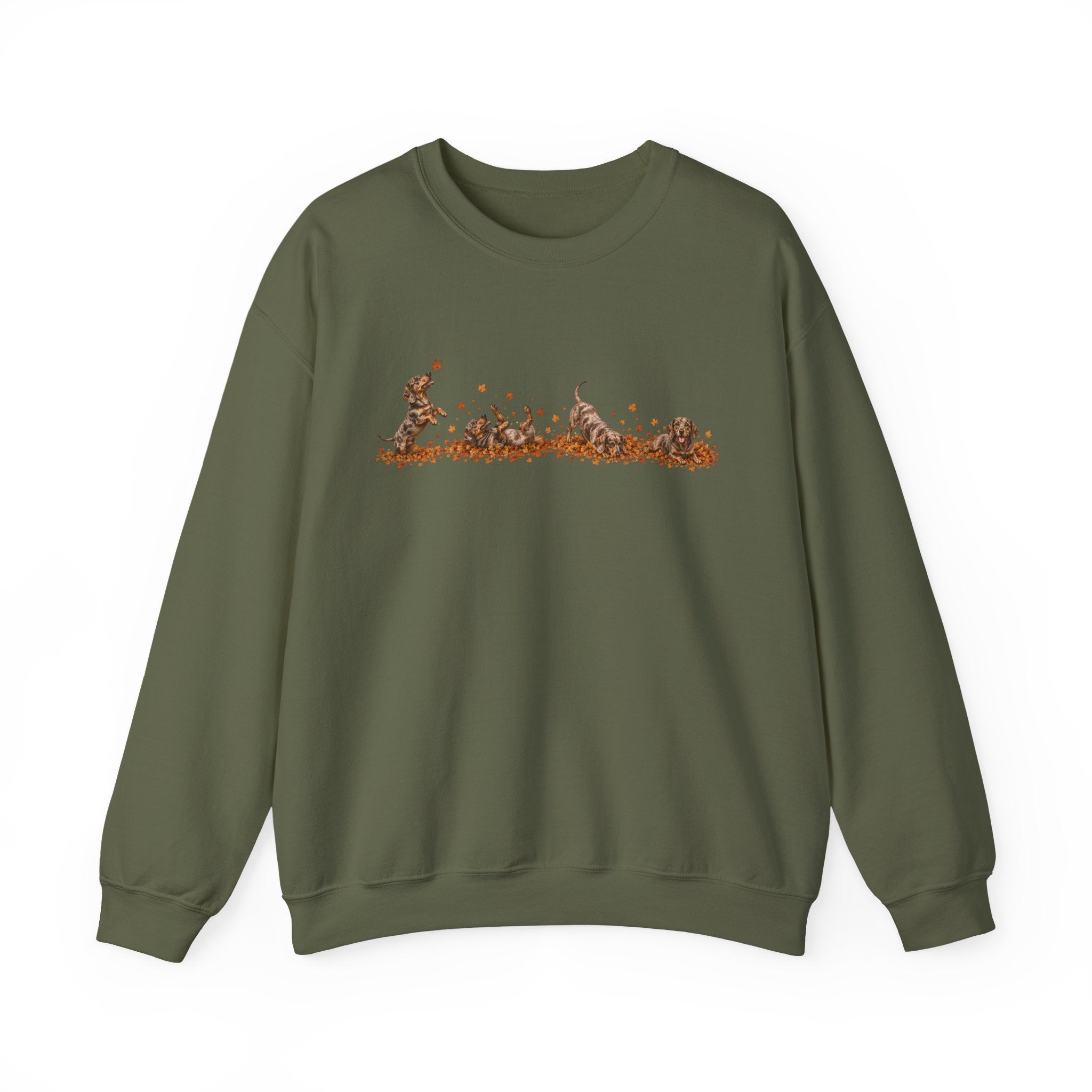 Dachshund Playing in Leaves Fall Sweatshirt