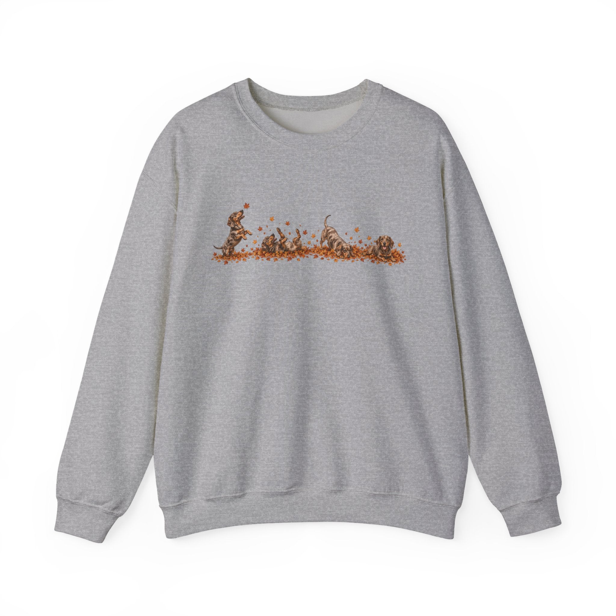Dachshund Playing in Leaves Fall Sweatshirt