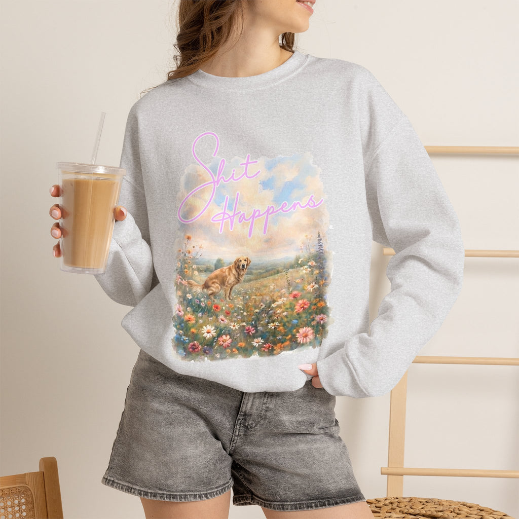 Shit Happens Golden Retriever Crewneck Sweatshirt