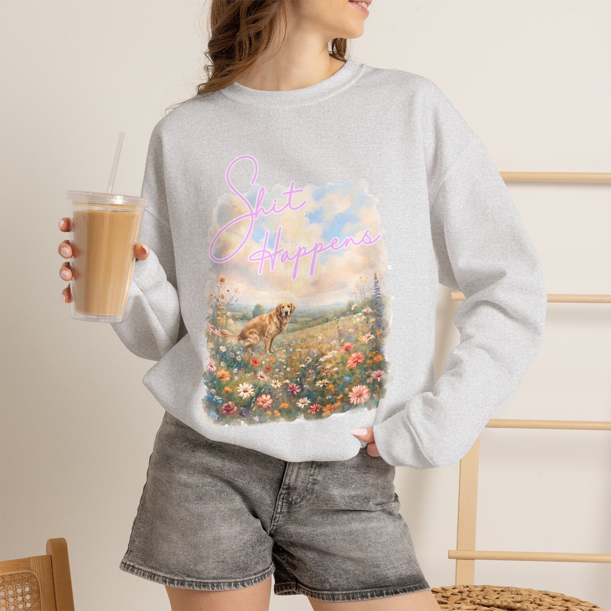 Shit Happens Golden Retriever Crewneck Sweatshirt
