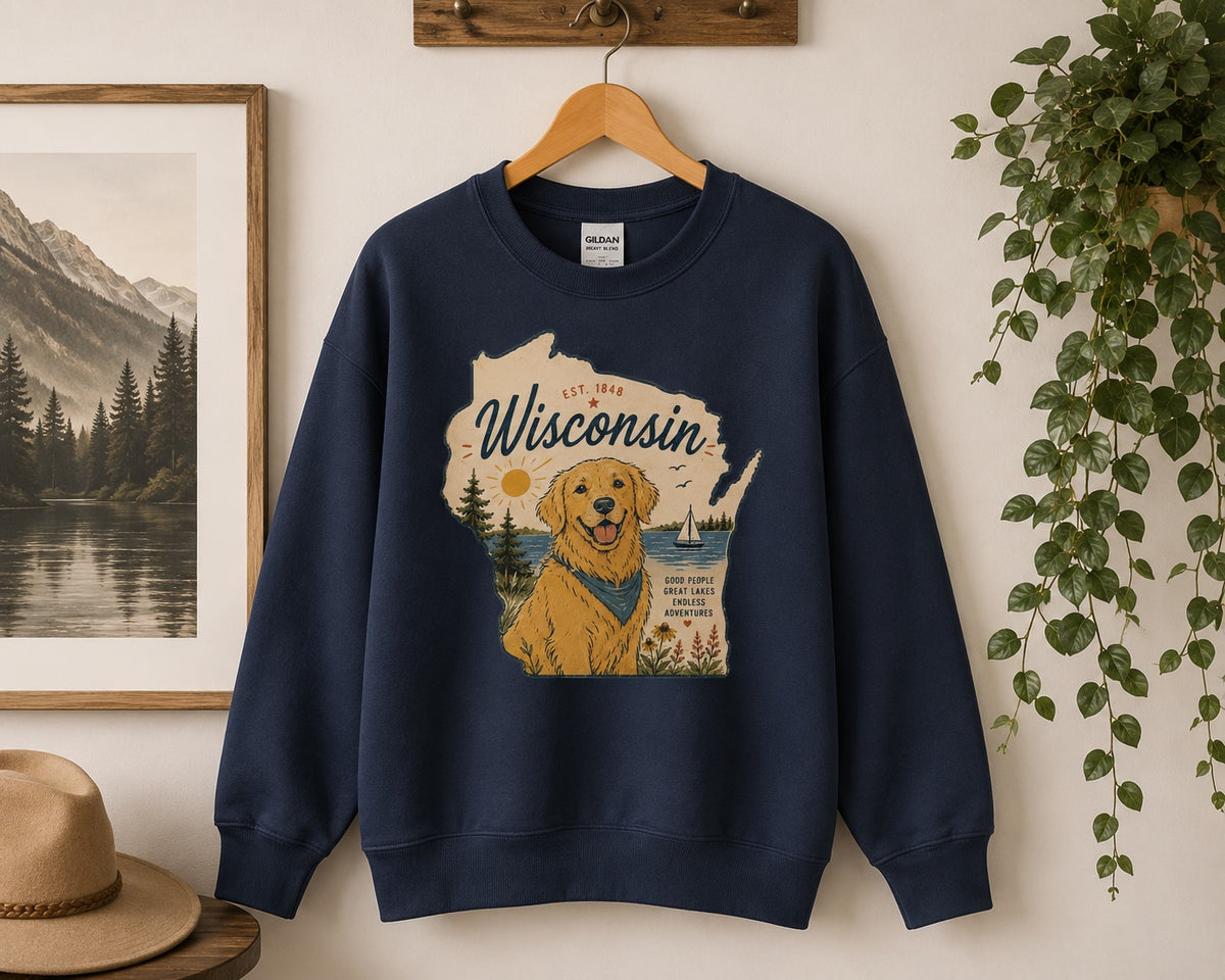Wisconsin Golden Retriever Sweatshirt | Dog Mom Crewneck