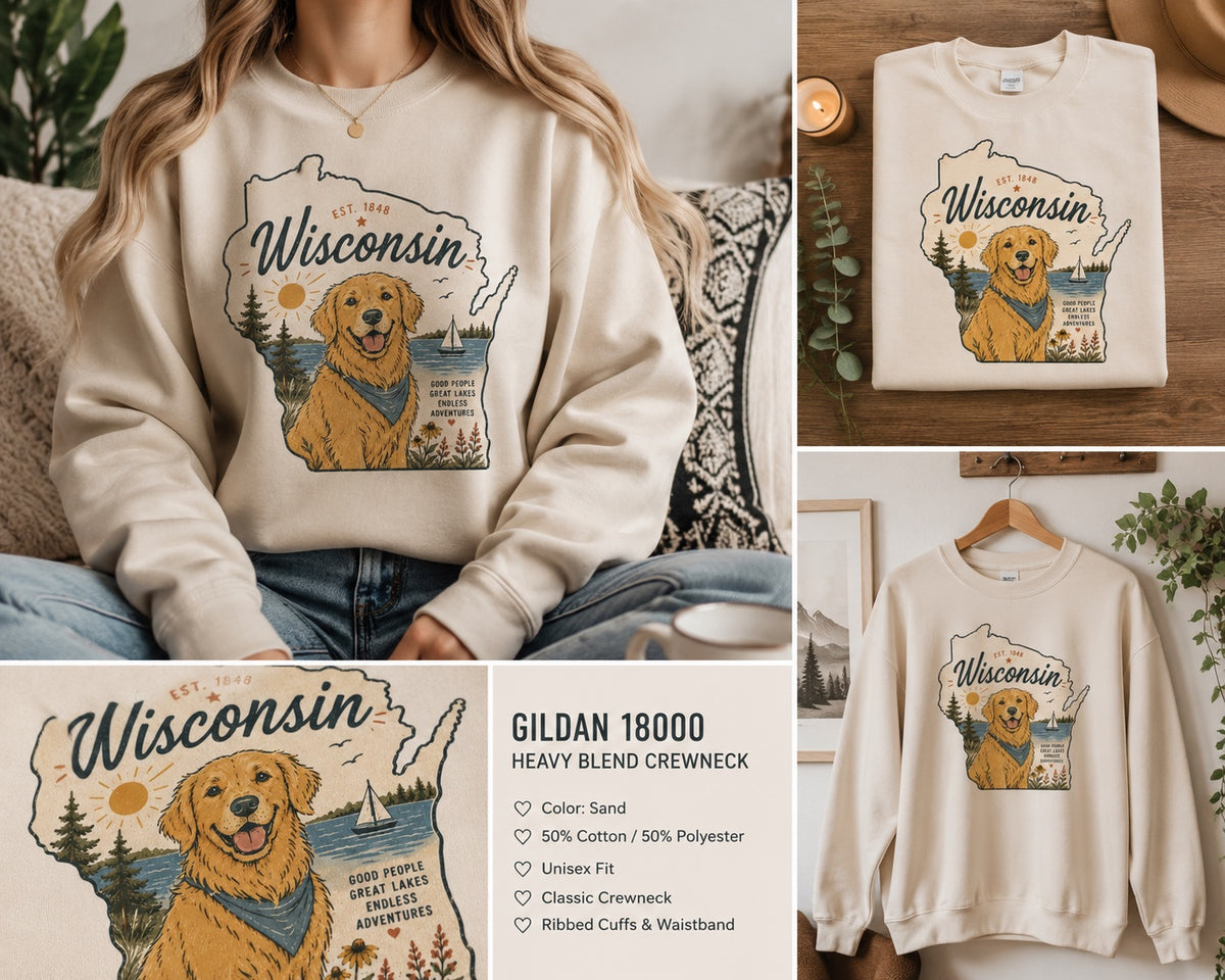 Wisconsin Golden Retriever Sweatshirt | Dog Mom Crewneck