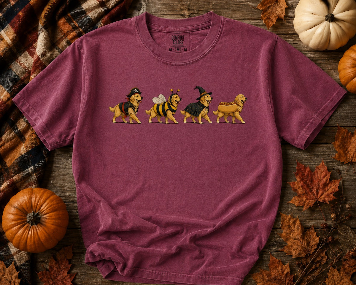 Golden Retriever Halloween Costume Comfort Colors Tee
