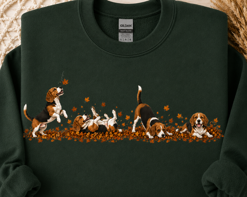 Beagle Playing in Leaves Fall Sweatshirt