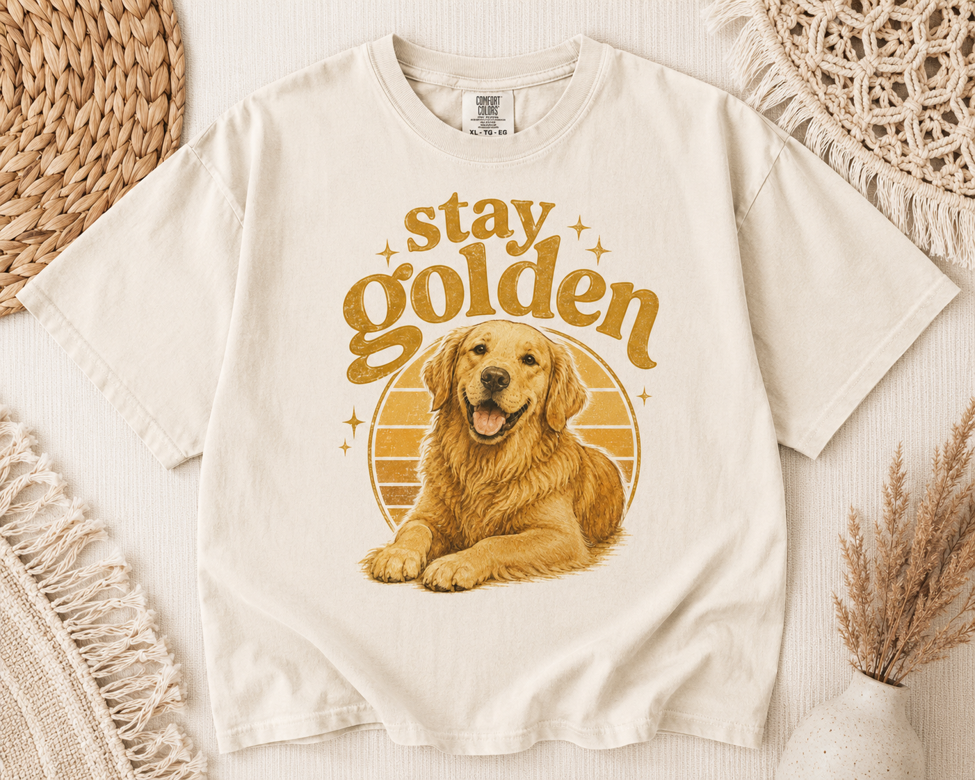 Stay Golden Golden Retriever Comfort Colors Boxy Tee