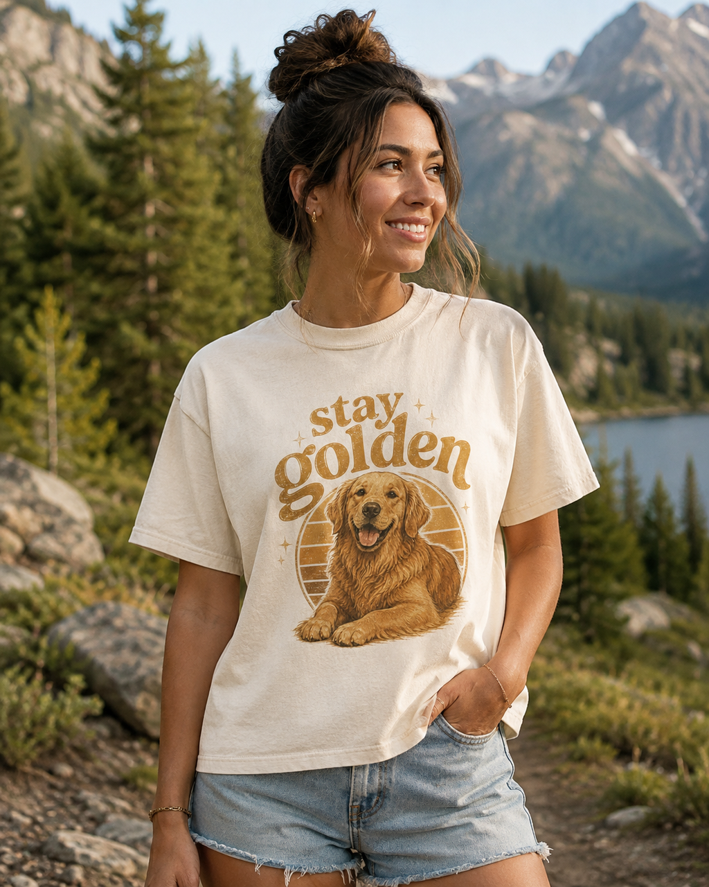 Stay Golden Golden Retriever Comfort Colors Boxy Tee