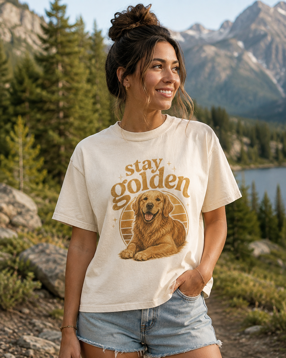 Stay Golden Golden Retriever Comfort Colors Boxy Tee
