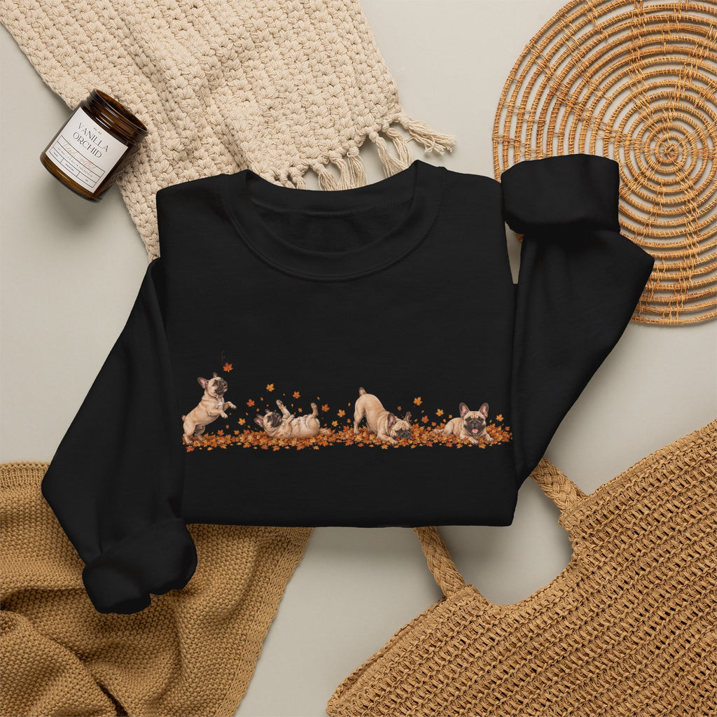 French Bulldog Playing in Leaves Fall Sweatshirt