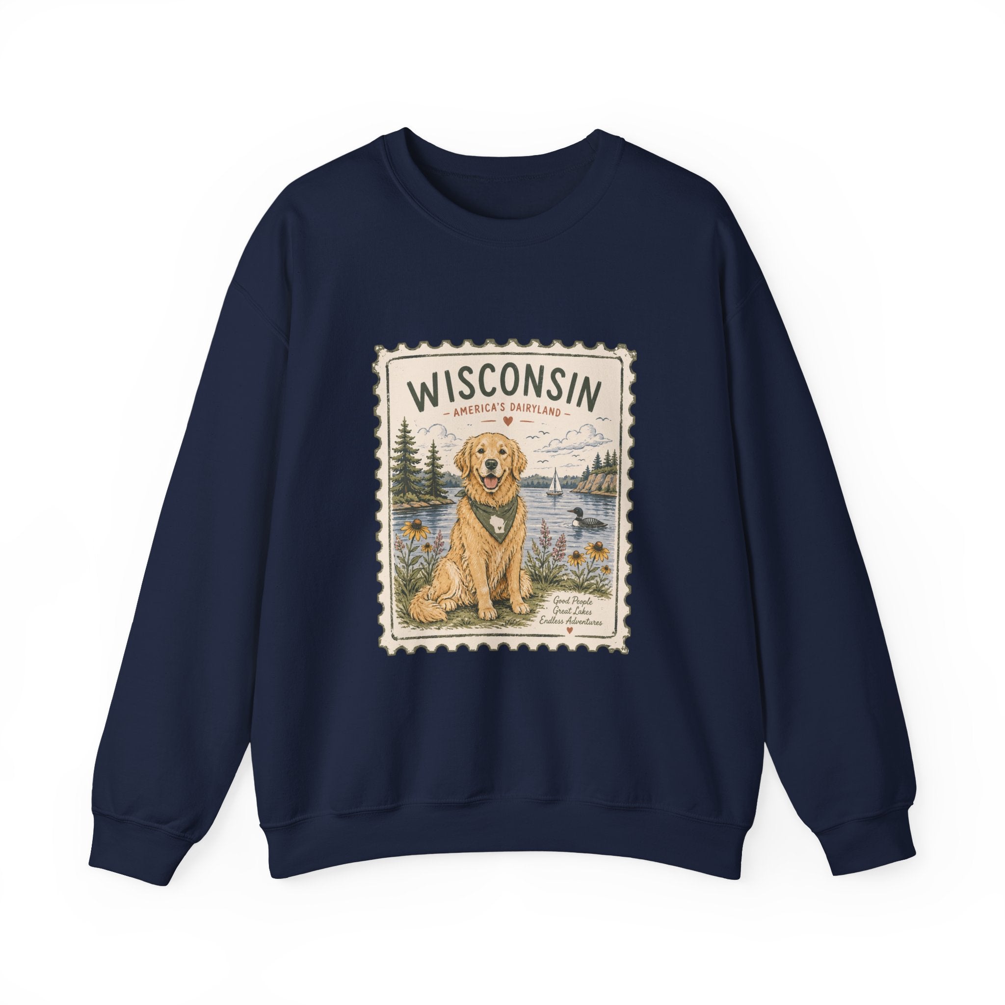 Wisconsin Golden Retriever Stamp Sweatshirt | Dog Mom Crewneck