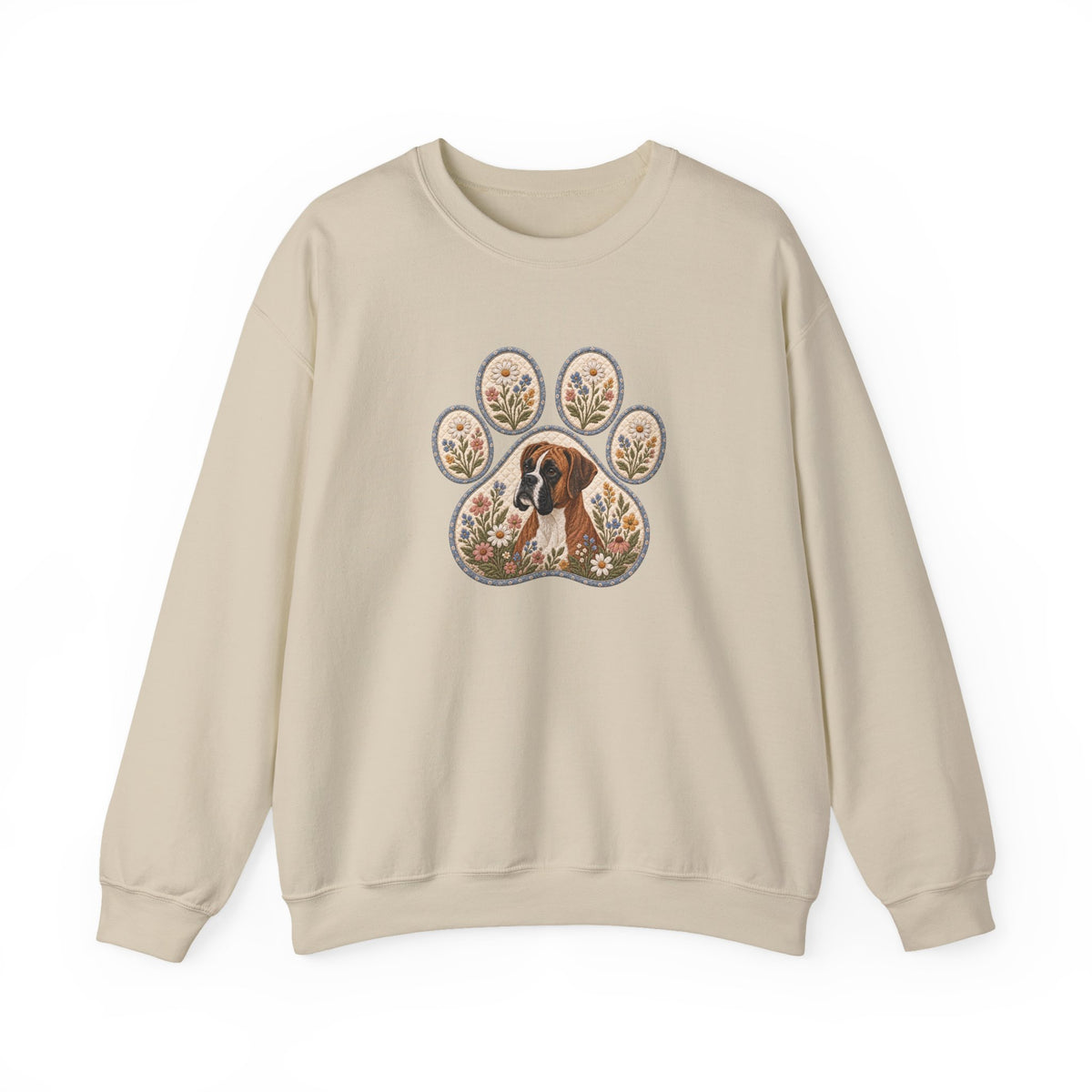 Boxer Dog Floral Paw Print Sweatshirt