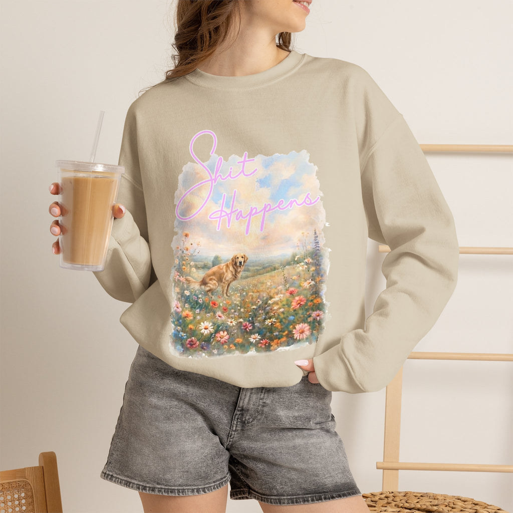 Shit Happens Golden Retriever Crewneck Sweatshirt