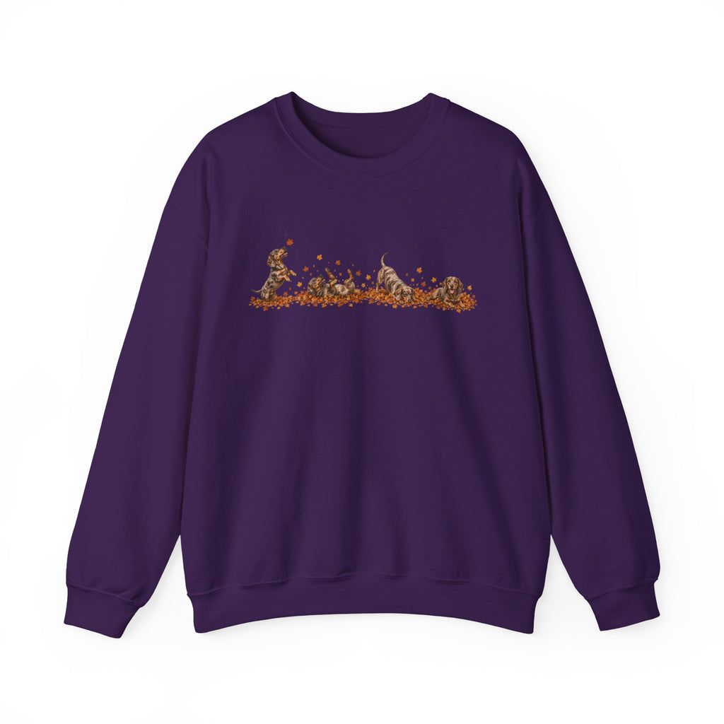 Dachshund Playing in Leaves Fall Sweatshirt