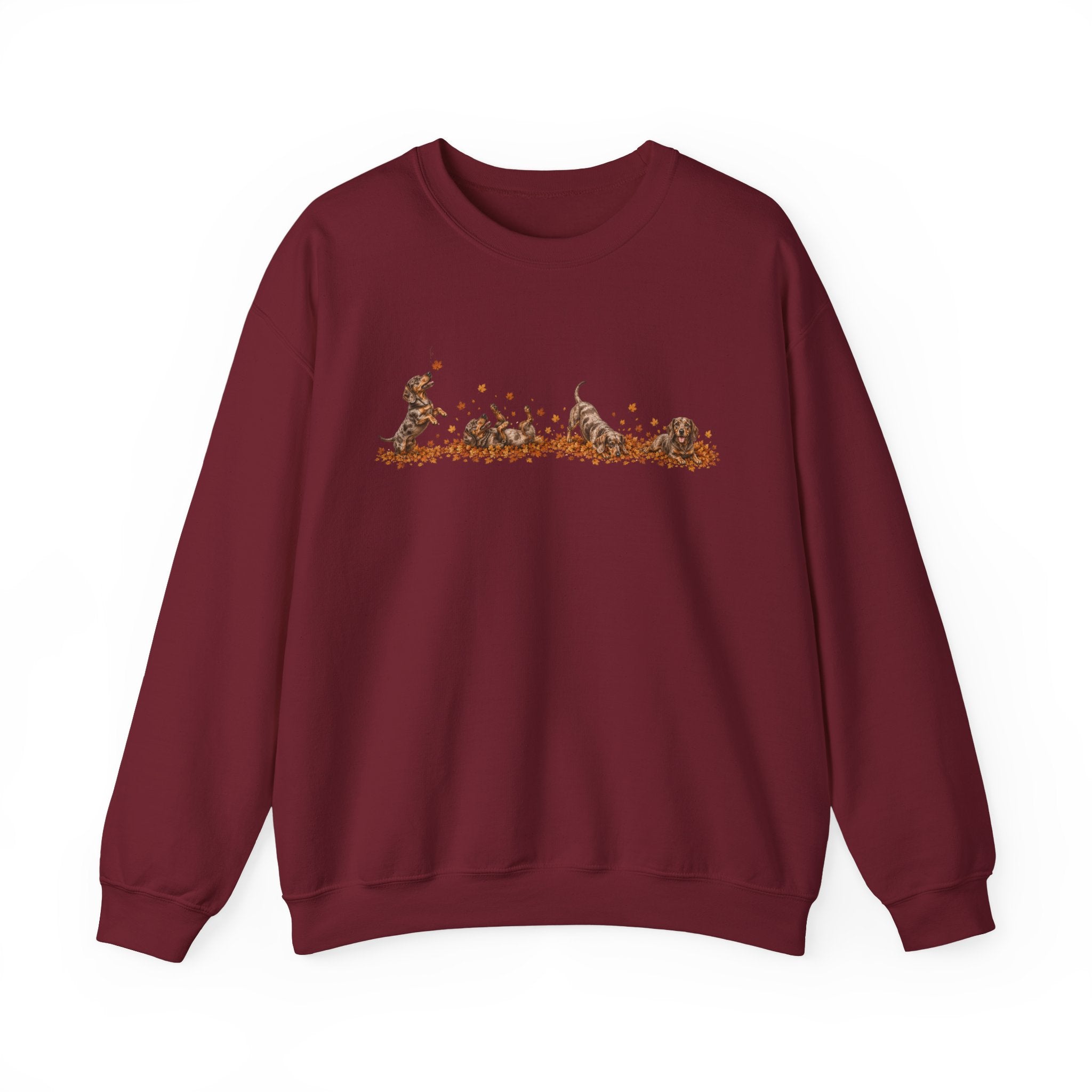 Dachshund Playing in Leaves Fall Sweatshirt