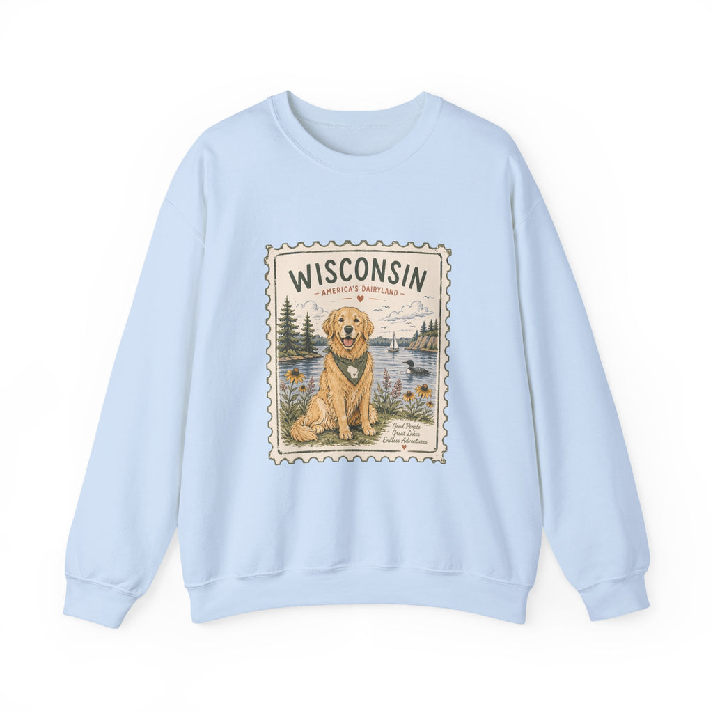 Wisconsin Golden Retriever Stamp Sweatshirt | Dog Mom Crewneck