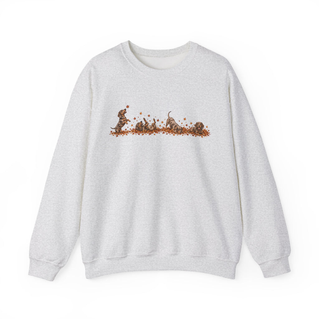Dachshund Playing in Leaves Fall Sweatshirt