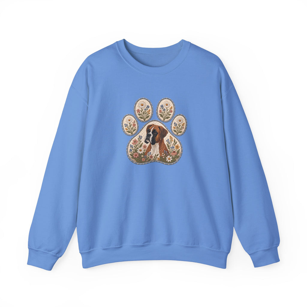 Boxer Dog Floral Paw Print Sweatshirt
