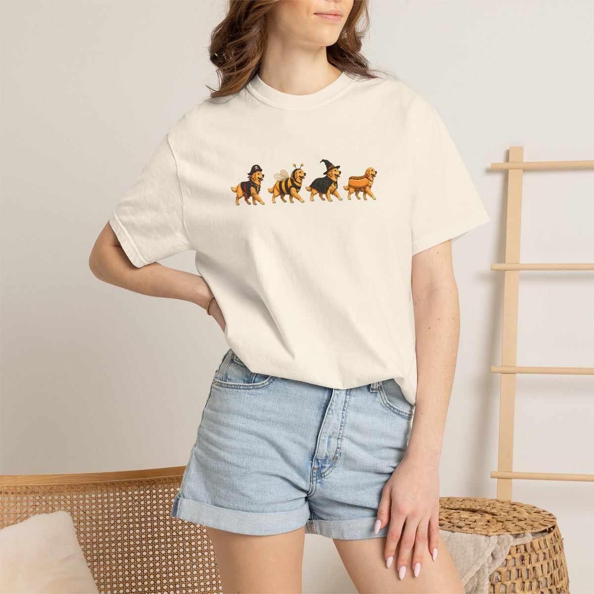 Golden Retriever Halloween Costume Comfort Colors Tee
