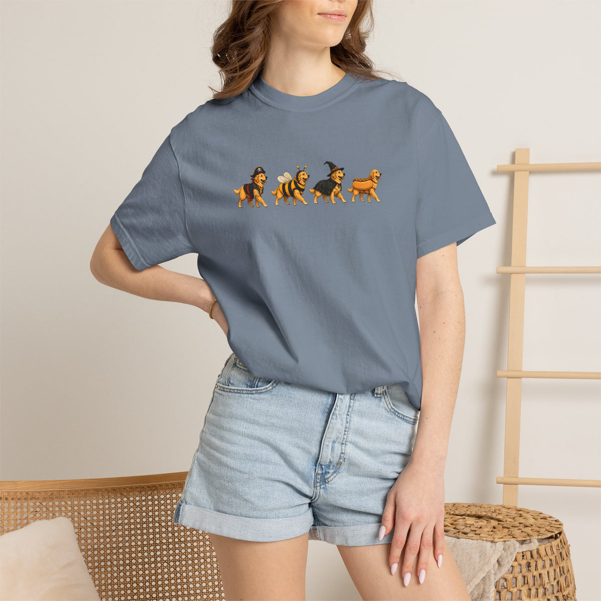 Golden Retriever Halloween Costume Comfort Colors Tee