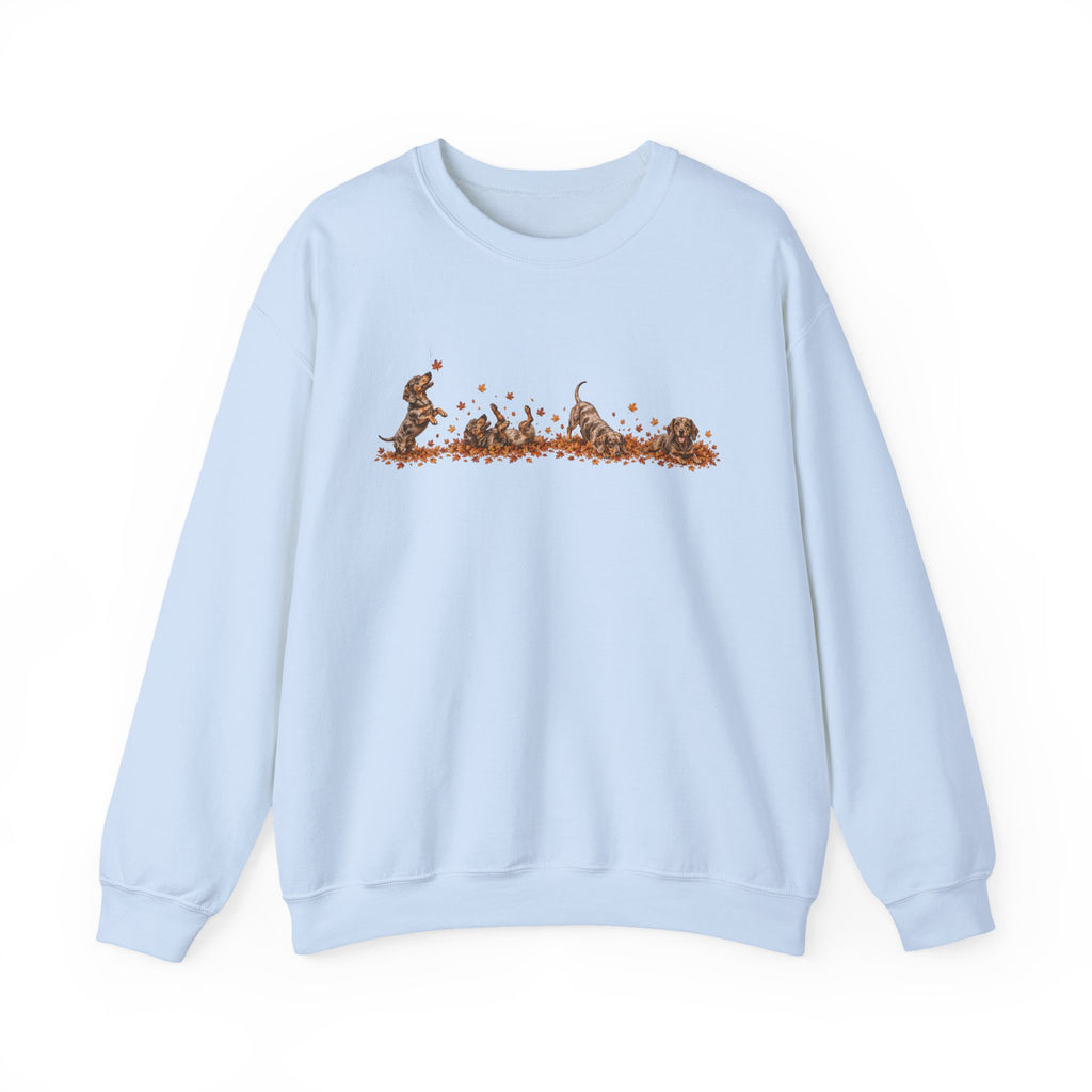 Dachshund Playing in Leaves Fall Sweatshirt
